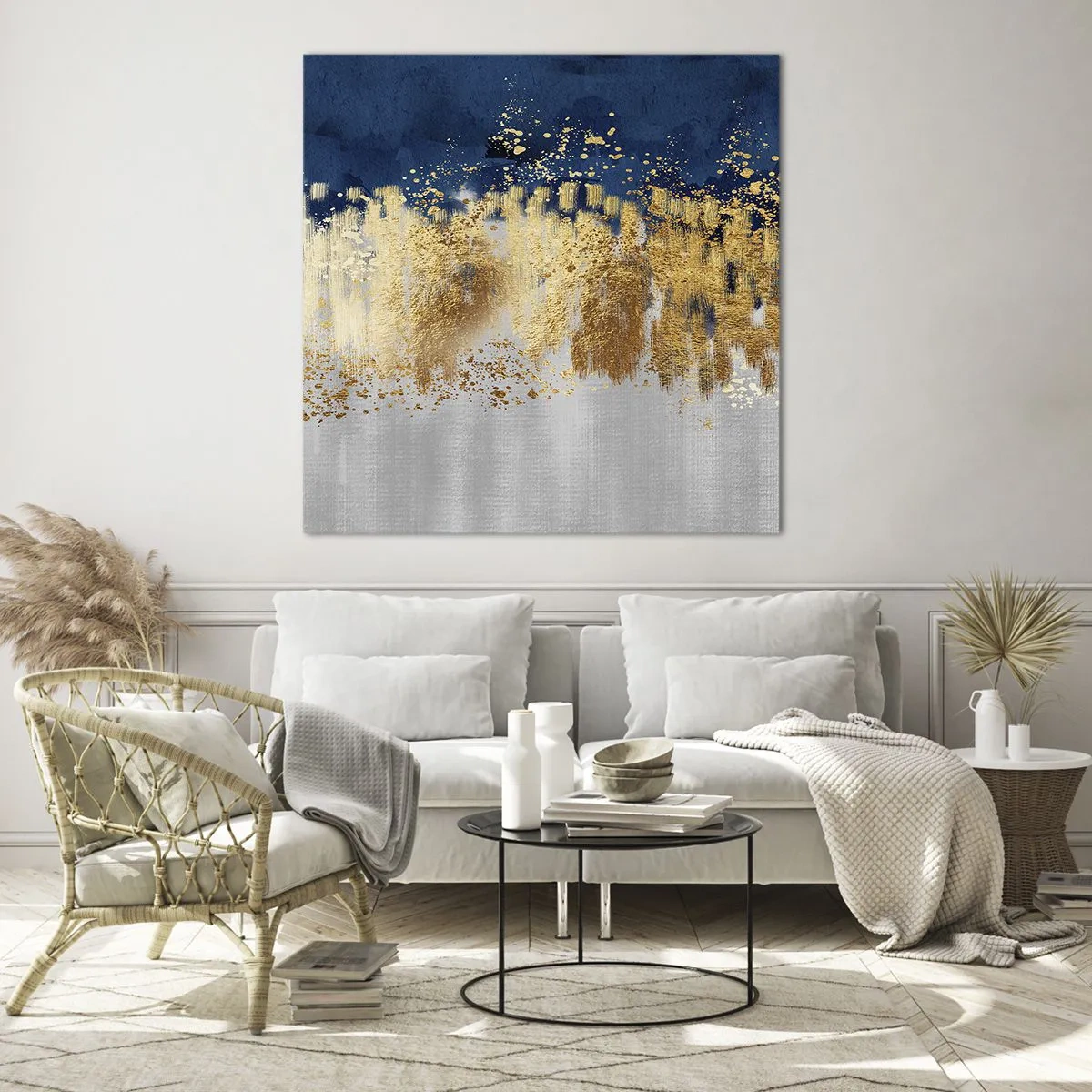 Quadro su vetro - Composizione moderna con bagliore - 40x40 cm