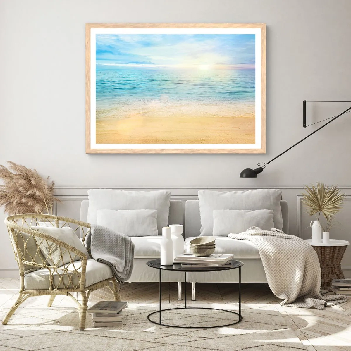 Poster in cornice rovere chiaro - Il grande blu - 100x70 cm