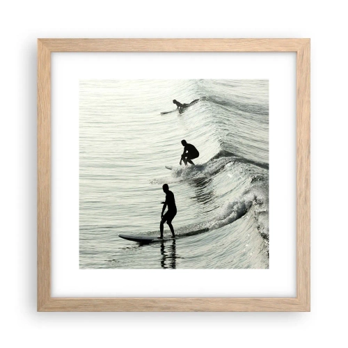 Poster in cornice rovere chiaro - Onde all'incontro - 30x30 cm