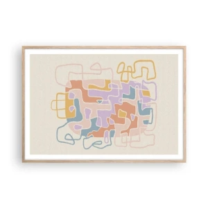 Poster in cornice rovere chiaro - Labirinto: avventura gioiosa - 100x70 cm