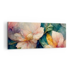 Quadro su tela - Stampe su Tela - Fiori delicati in colori pastello - 120x50cm - Delicatezza pura - Decorazione murale moderna per soggiorno e camera da letto ARTTOR