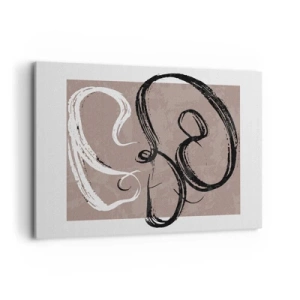 Quadro su tela - Stampe su Tela - Astrazione in bianco e nero su sfondo beige - 100x70cm - Composizione: alla ricerca della pienezza - Decorazione murale moderna per soggiorno e camera da letto ARTTOR