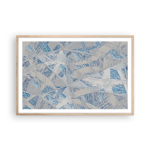 Poster in cornice rovere chiaro - Nel labirinto grigioblu - 91x61 cm