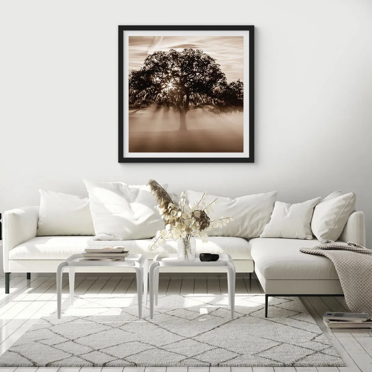 Poster in cornice nera - L'albero delle sole buone notizie - 60x60 cm
