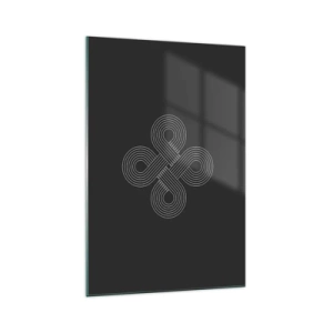 Quadro su vetro - Motivo celtico in stile minimalista su sfondo nero - 70x100cm - Nello spirito celtico - Decorazione murale moderna per soggiorno e camera da letto ARTTOR
