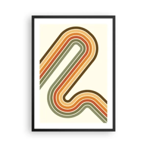 Poster in cornice nera - Linee colorate in stile retrò - 50x70cm - Zig zag fino alla meta - Decorazione murale moderna per soggiorno e camera da letto ARTTOR