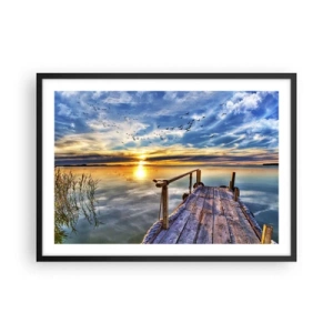 Poster in cornice nera - Molo di legno sul lago al tramonto - 70x50cm - Il vento è andato a dormire - Decorazione murale moderna per soggiorno e camera da letto ARTTOR