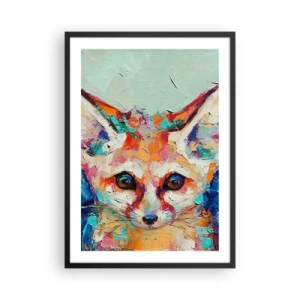 Poster in cornice nera - Un ritratto astratto e colorato di una volpe dallo sguardo espressivo. - 50x70cm - Siete pronti per me? - Decorazione murale moderna per soggiorno e camera da letto ARTTOR