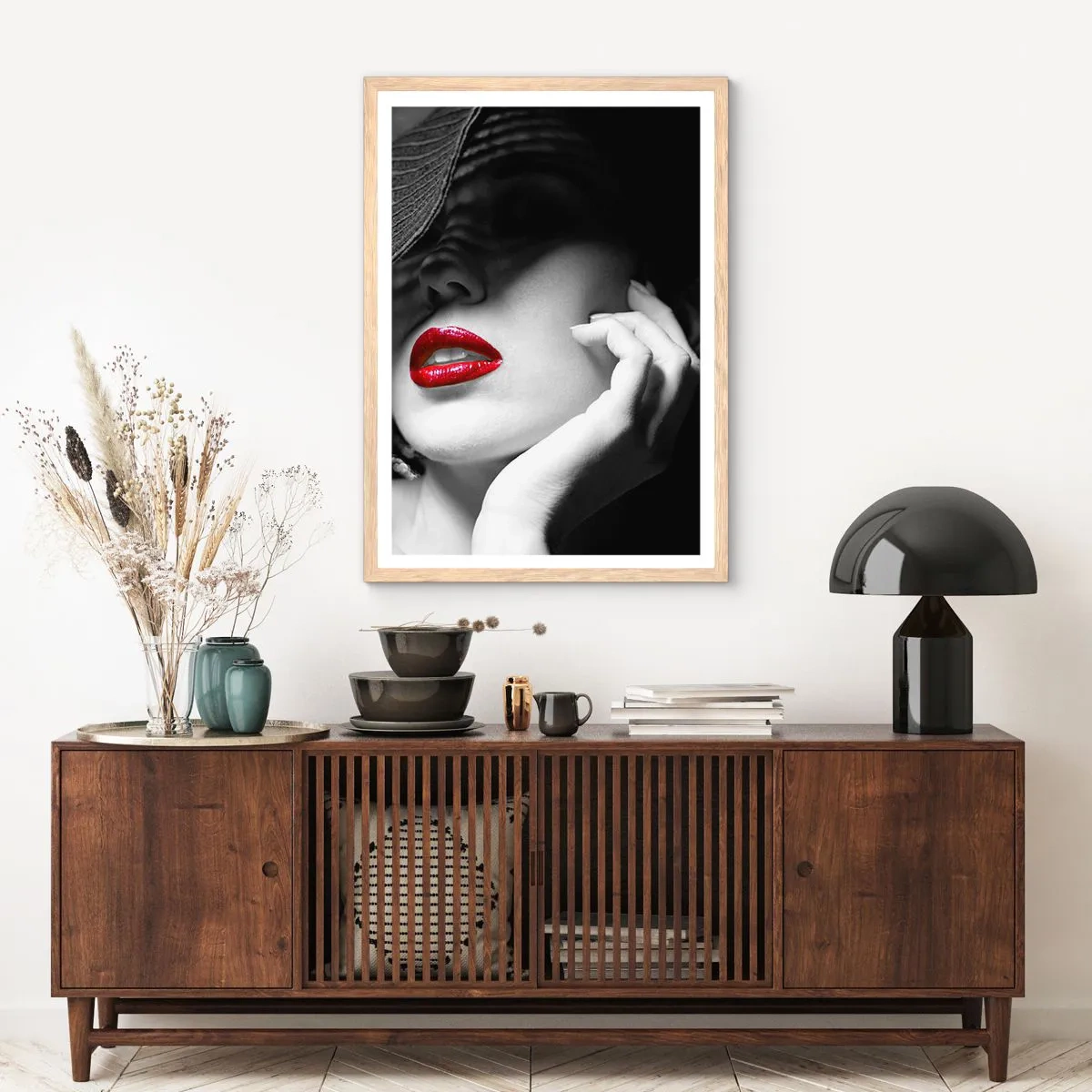 Poster in cornice rovere chiaro - Studio in scarlatto - 61x91 cm