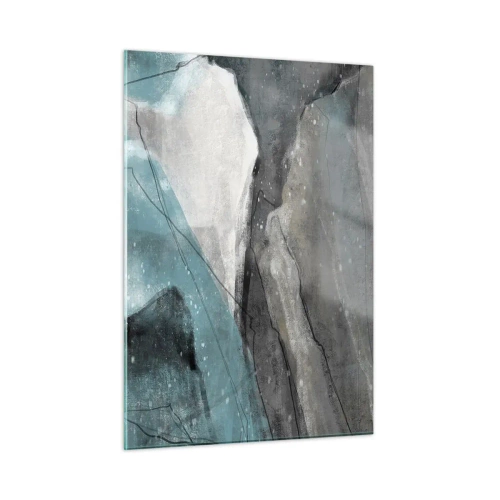 Quadro su vetro - Una rappresentazione astratta di rocce e ghiaccio in una tavolozza di colori freddi. - 50x70cm - Astrazione: rocce e ghiaccio - Decorazione murale moderna per soggiorno e camera da letto ARTTOR