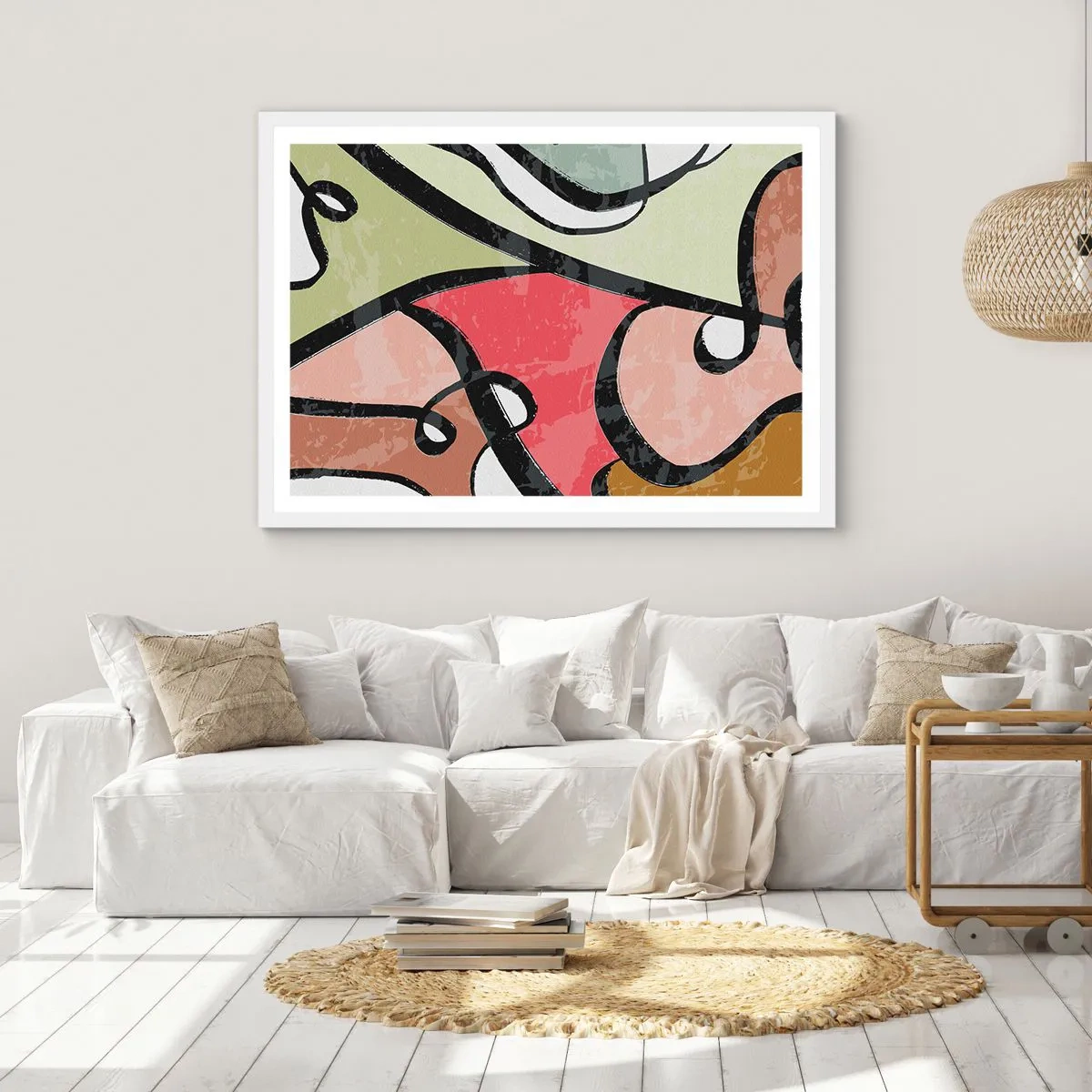 Poster in cornice bianca - Piroette tra i colori - 70x50 cm