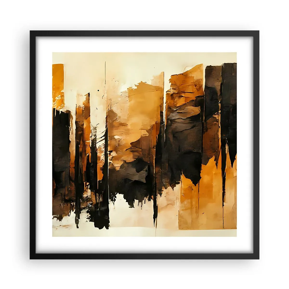 Poster in cornice nera - Armonia di nero e oro - 50x50 cm