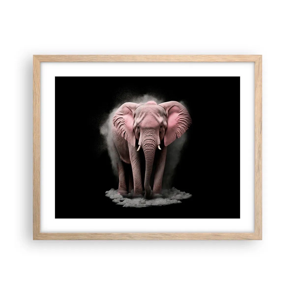 Poster in cornice rovere chiaro - Non pensare all'elefante rosa! - 50x40 cm