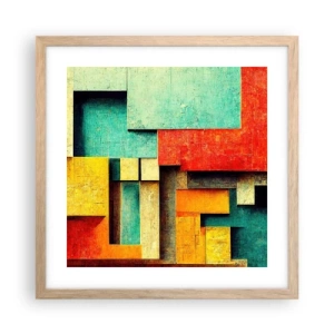 Poster in cornice rovere chiaro - Il festival degli angoli retti - 40x40 cm