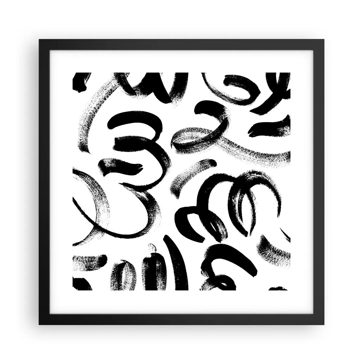 Poster in cornice nera - Nero su bianco - 40x40 cm