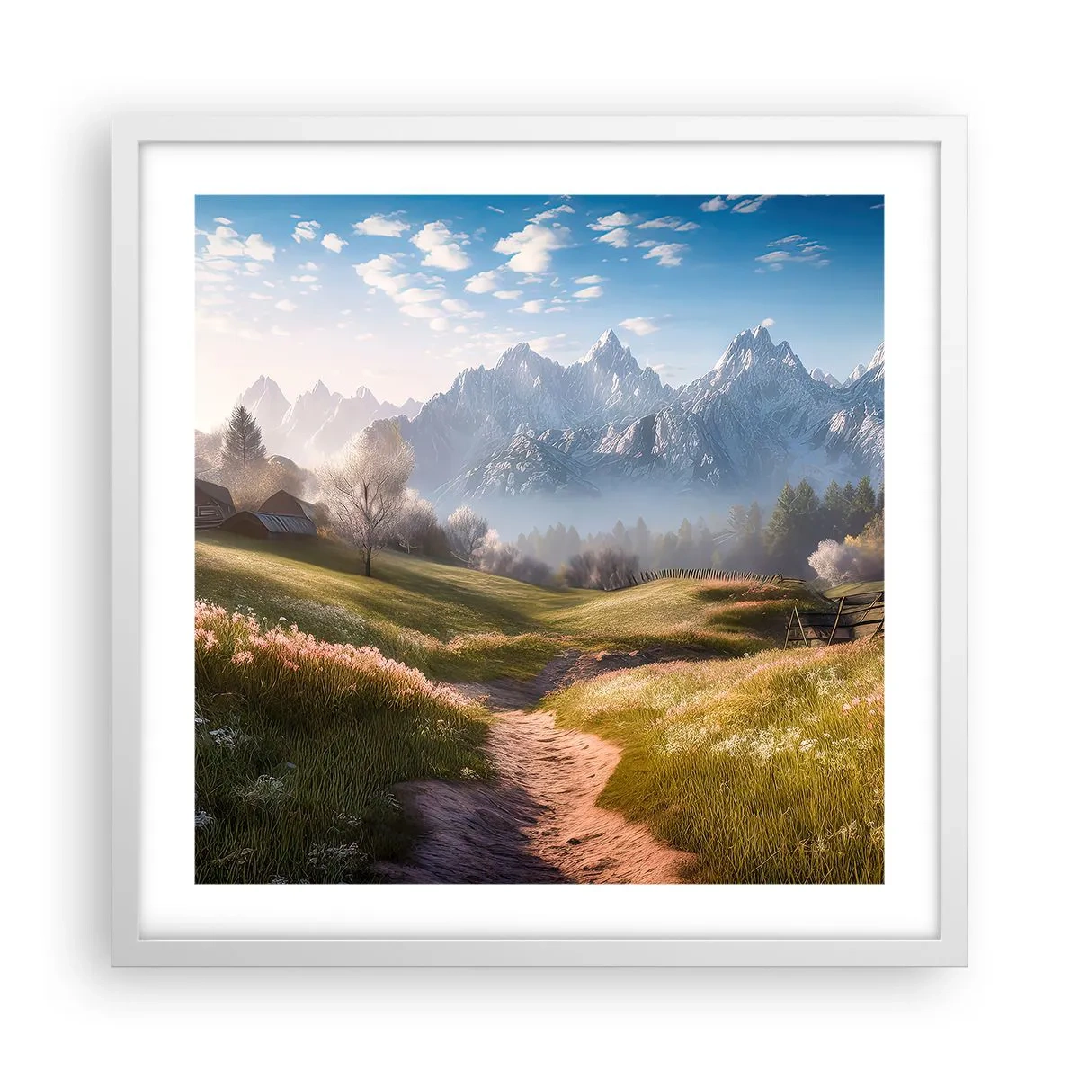 Poster in cornice bianca - Valle idilliaca - 50x50 cm