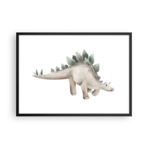 Poster in cornice nera - Un simpatico dinosauro dai colori pastello - 70x50cm - Sono vostro amico - Decorazione murale moderna per soggiorno e camera da letto ARTTOR