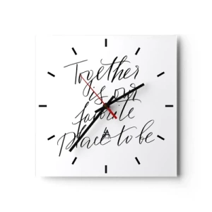 Orologio da parete - Orologio in Vetro - Iscrizione tipografica in stile elegante su sfondo bianco - 30x30cm - Anche tu lo senti? - Decorazione murale moderna per soggiorno e camera da letto ARTTOR