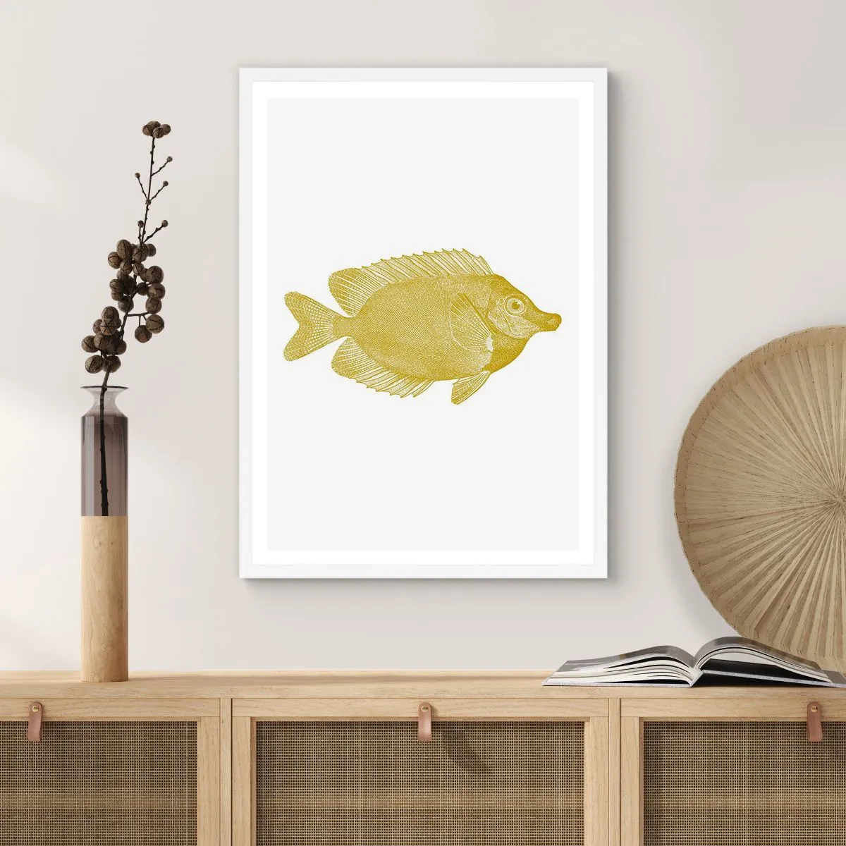 Poster in cornice bianca - Pesce e basta - 70x100 cm