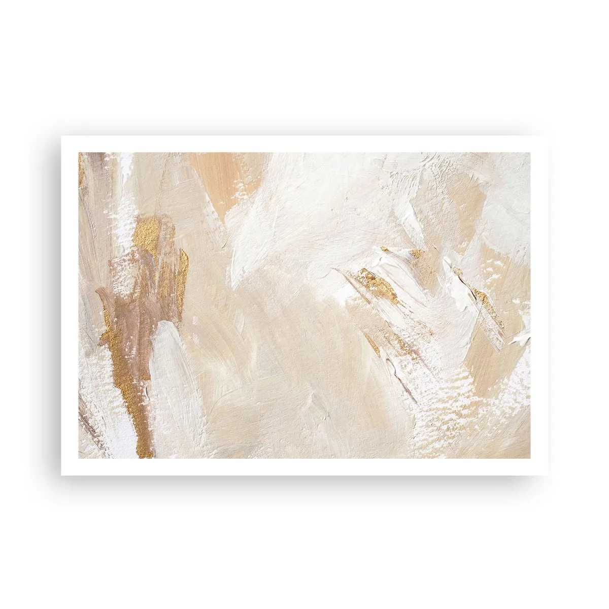 Poster - Delicati toni astratti nelle tonalità del beige e dell'oro - 100x70cm - Composizione pastello - Decorazione murale moderna per soggiorno e camera da letto ARTTOR