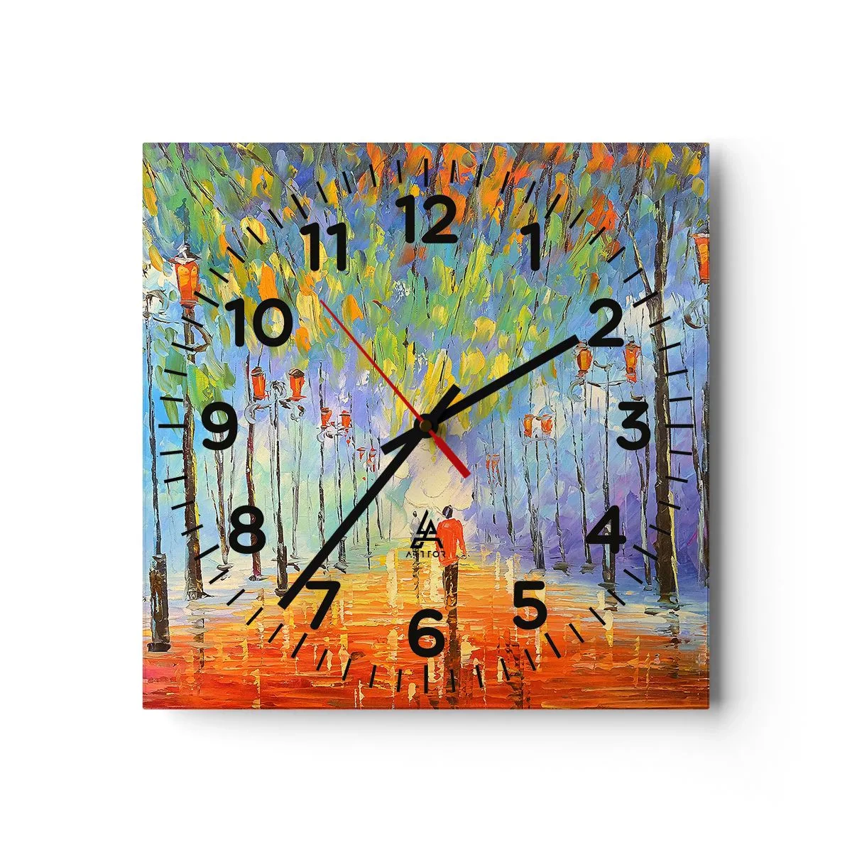 Orologio da parete - Orologio in Vetro - Canzone notturna sotto la pioggia - 40x40 cm