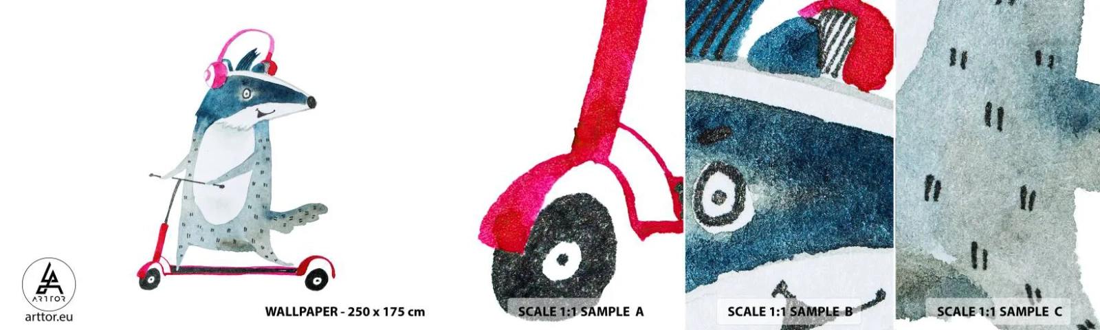 Campione Di Fotomurale Standard Eco - Tassi di gioia - Bambini, Scooter, Animale - 100x30 cm