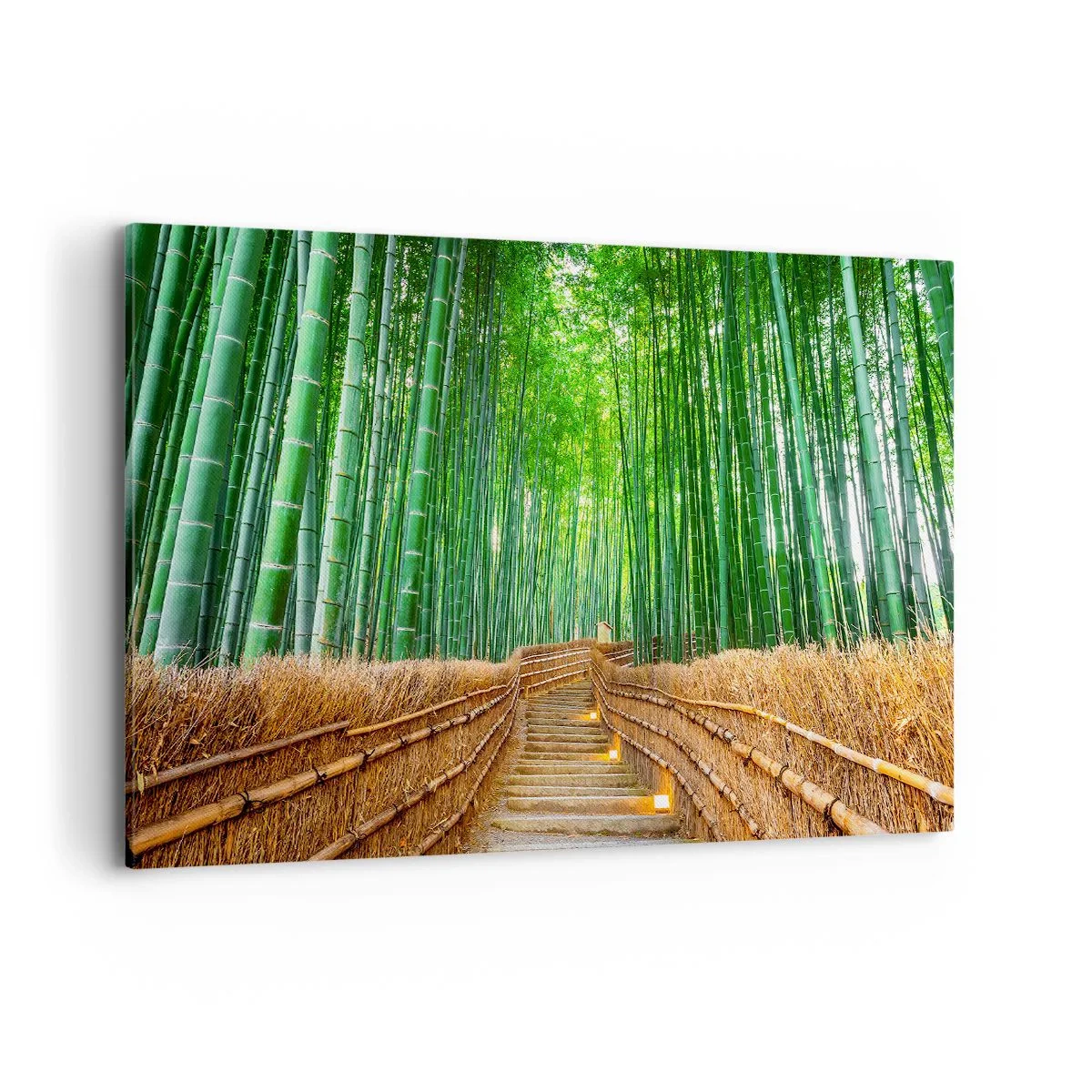 Quadro su tela - Stampe su Tela - Un sentiero in una fitta foresta di bambù - 120x80cm - Essenza della natura asiatica - Decorazione murale moderna per soggiorno e camera da letto ARTTOR