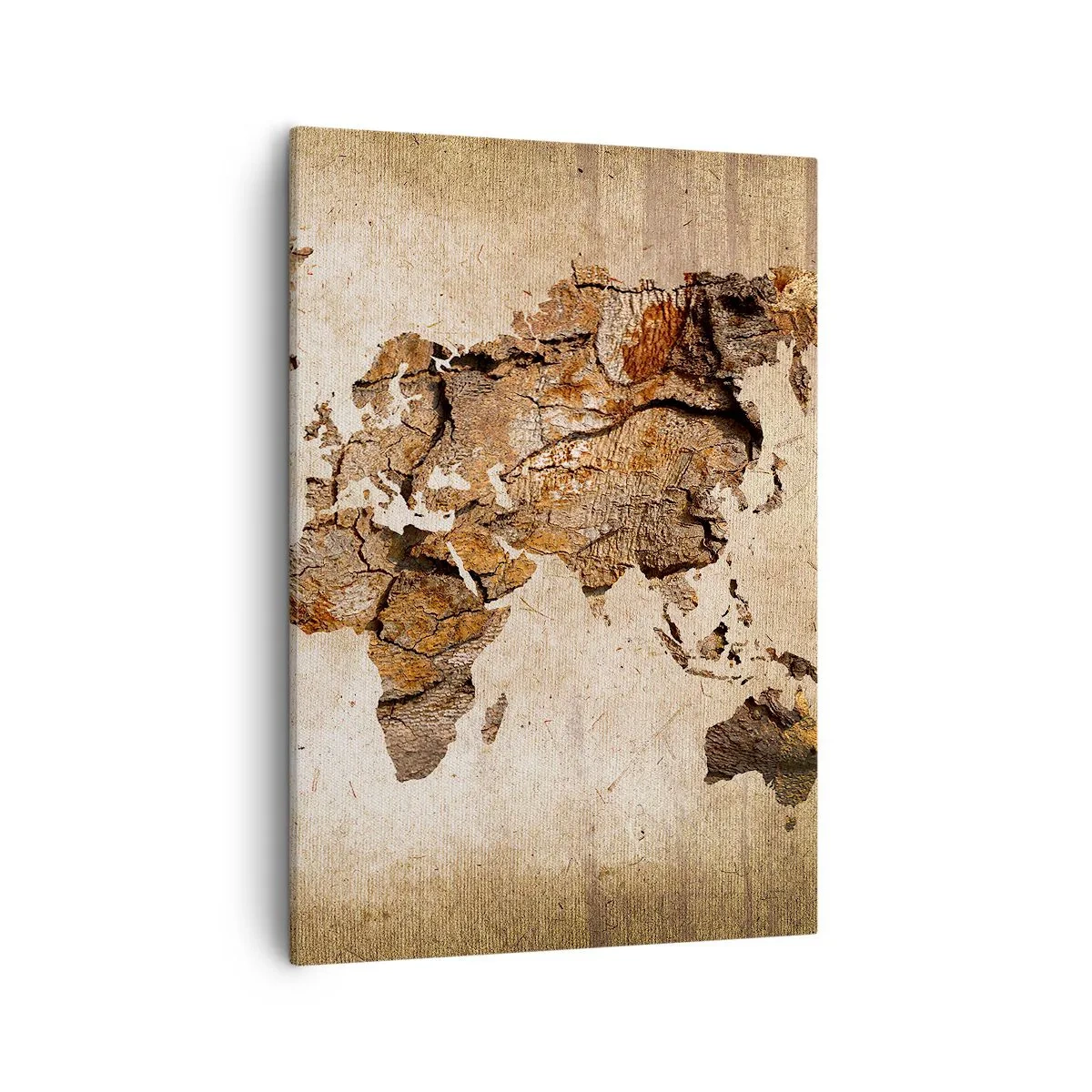 Quadro su tela - Stampe su Tela - Una mappa del mondo in stile rustico in legno - 50x70cm - Alla scoperta del mondo - Decorazione murale moderna per soggiorno e camera da letto ARTTOR