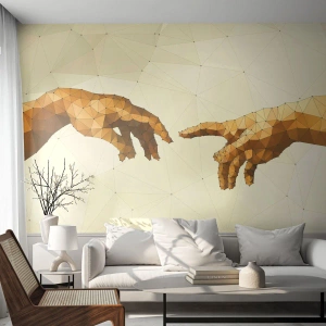 Fotomurali Premium Sand - Lancette geometriche con un effetto poligono basso sullo sfondo - 100x70cm - Geometria divina - Decorazione murale moderna per soggiorno e camera da letto ARTTOR