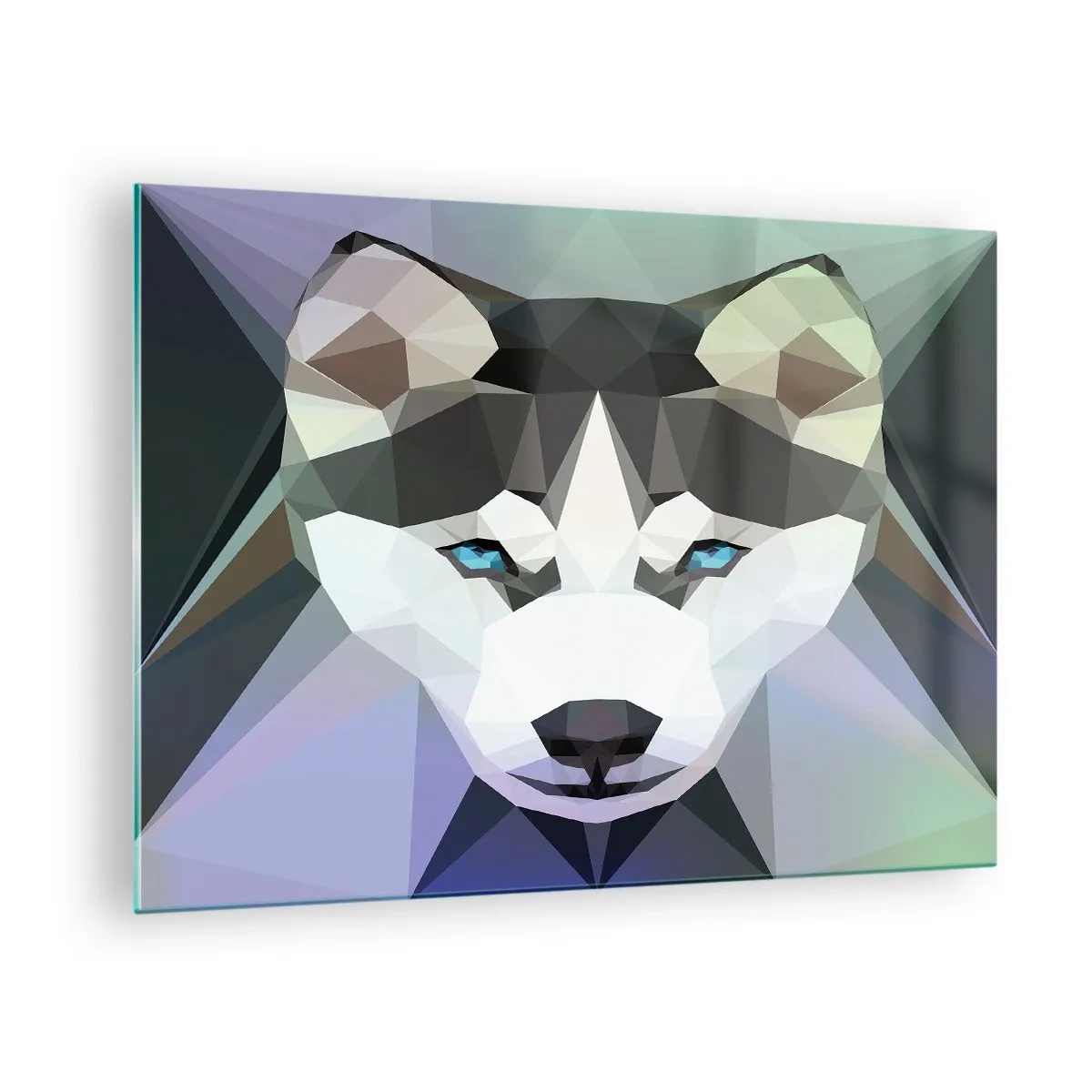 Quadro su vetro - Geometria del lupo in stile moderno - 70x50cm - Ricordo delle nevi del nord - Decorazione murale moderna per soggiorno e camera da letto ARTTOR