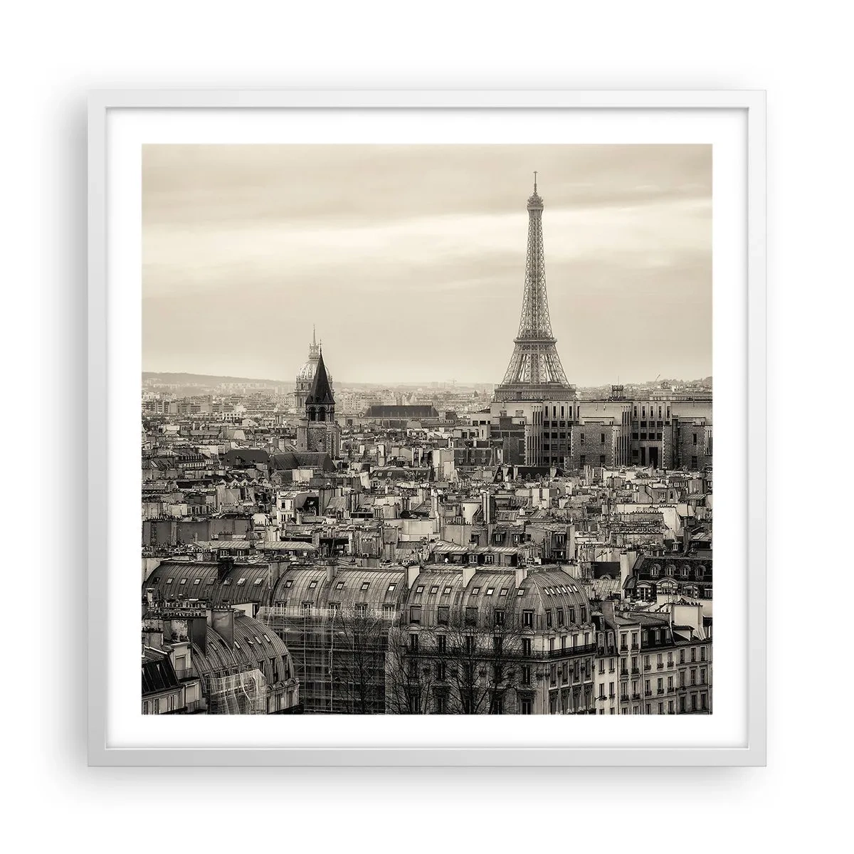 Poster in cornice bianca - Sui tetti di Parigi - 60x60 cm