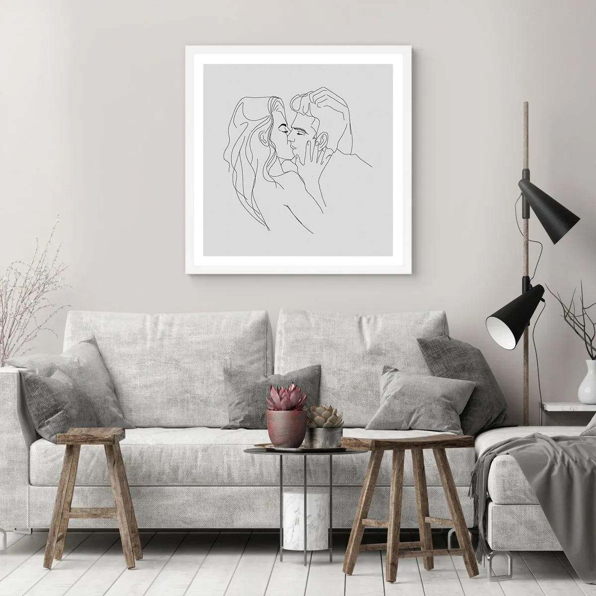 Poster in cornice bianca - La stessa linea - 40x40 cm