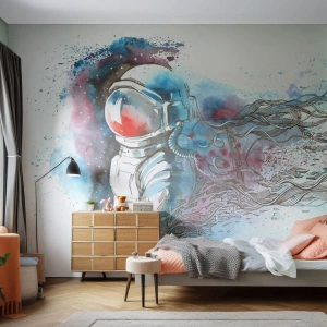 Fotomurali Premium Sand - Da solo nel cosmo - Astronauta, Cosmonauta, Astrazione - 250x175 cm