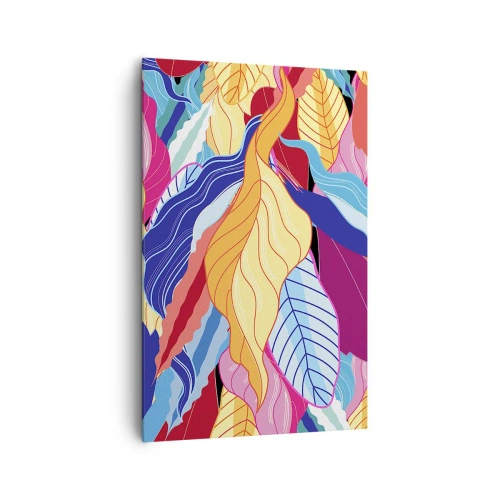 Quadro su tela - Stampe su Tela - Le foglie dai colori vivaci creano una composizione dinamica - 80x120cm - Disordine colorato - Decorazione murale moderna per soggiorno e camera da letto ARTTOR
