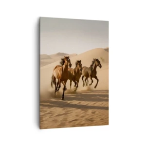 Quadro su tela - Stampe su Tela - Cavalli al galoppo sullo sfondo del deserto - 70x100cm - Liberi come il vento - Decorazione murale moderna per soggiorno e camera da letto ARTTOR