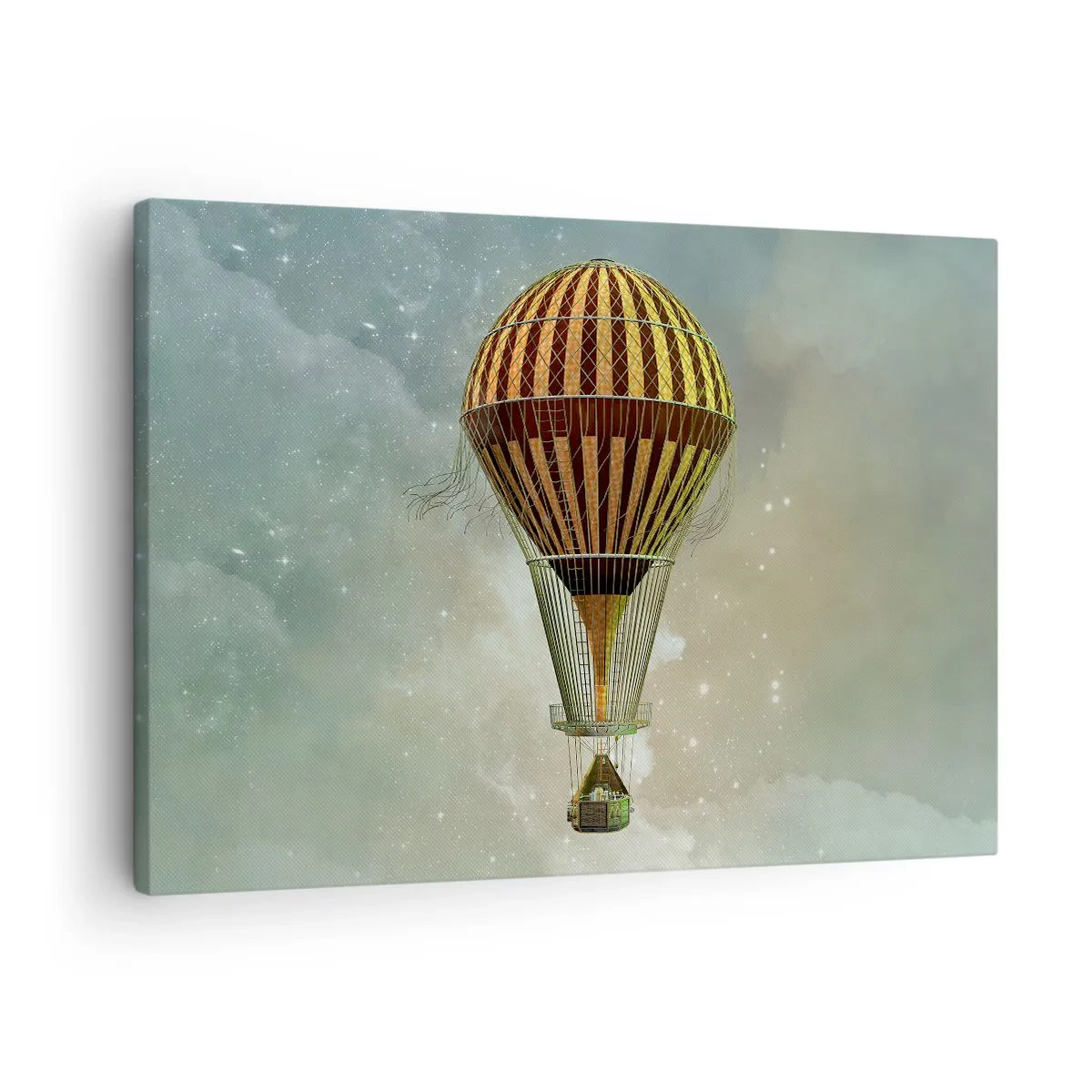 Quadro su tela - Stampe su Tela - Una mongolfiera che fluttua tra le nuvole - 70x50cm - I voli dei pionieri - Decorazione murale moderna per soggiorno e camera da letto ARTTOR