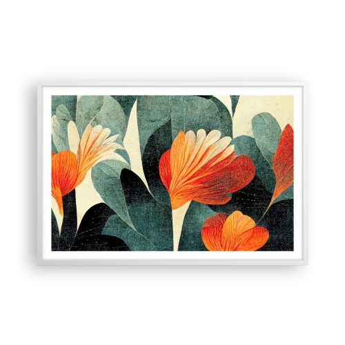 Poster in cornice bianca - Caldo dei tropici e fresco del verde - 91x61 cm