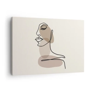 Quadro su tela - Stampe su Tela - Un profilo femminile in stile minimalista - 70x50cm - La linea sicura della bellezza - Decorazione murale moderna per soggiorno e camera da letto ARTTOR