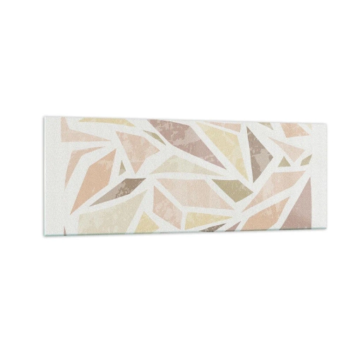 Quadro su vetro - Forme geometriche astratte in colori pastello - 140x50cm - Composizione da vetrata - Decorazione murale moderna per soggiorno e camera da letto ARTTOR