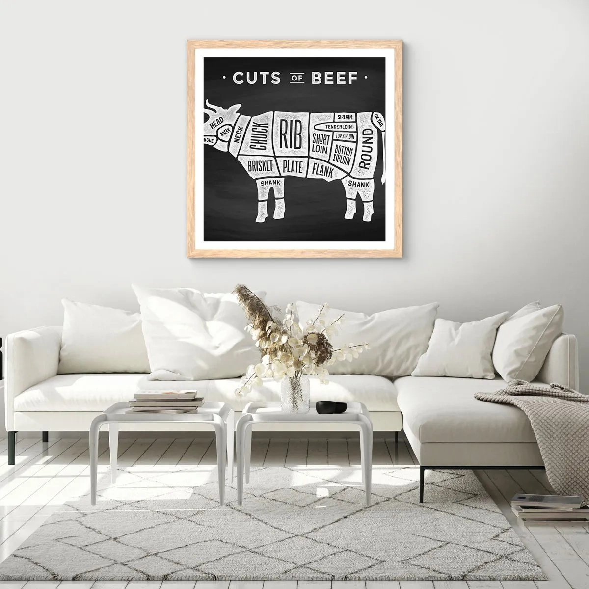 Poster in cornice rovere chiaro - Il sillabario del macellaio - 60x60 cm