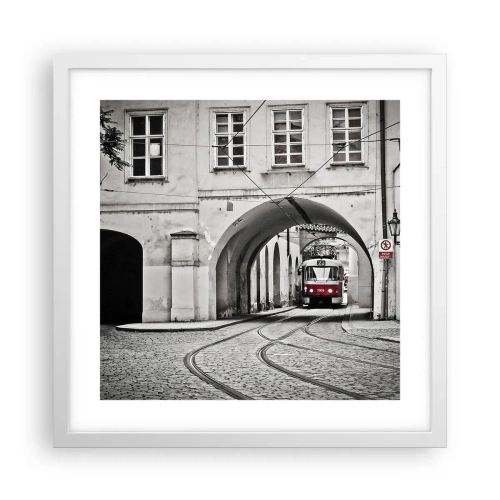 Poster in cornice bianca - Attraverso il labirinto cittadino - 40x40 cm