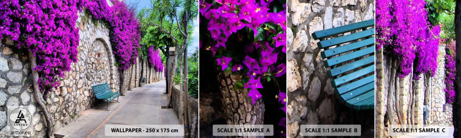 Campione Di Fotomurale Standard Eco - Incontriamoci al più presto - Città, Fiori, Italia - 100x30 cm