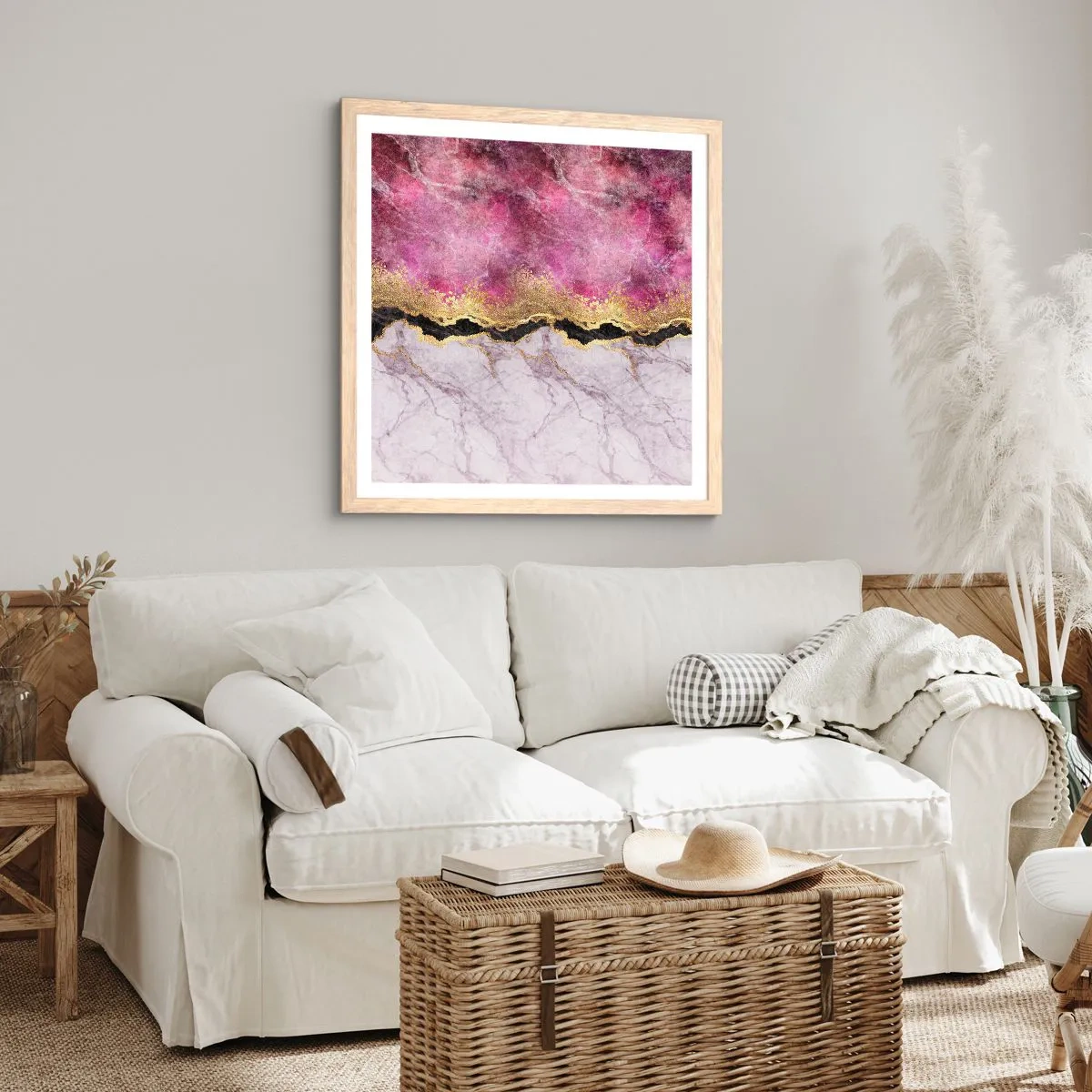 Poster in cornice rovere chiaro - Sul confine - 50x50 cm