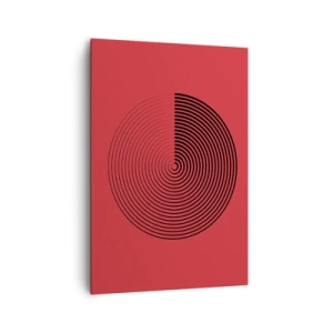 Quadro su tela - Stampe su Tela - Cerchi concentrici su sfondo rosso - 70x100cm - Movimento circolare - Decorazione murale moderna per soggiorno e camera da letto ARTTOR