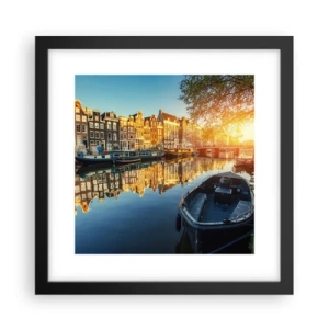 Poster in cornice nera - L'alba ad Amsterdam - 30x30 cm