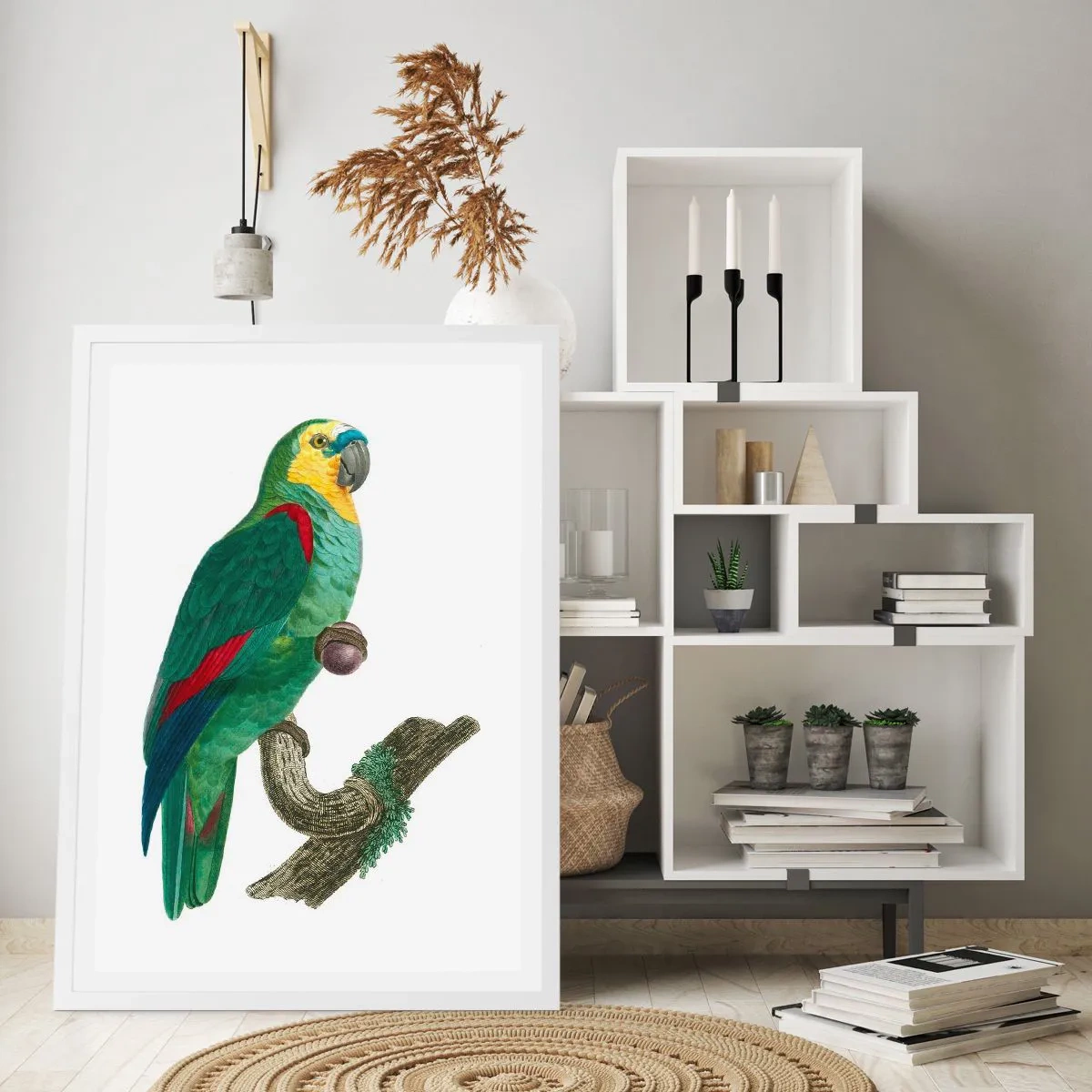 Poster in cornice bianca - Ritratto di pappagallo - 70x100 cm