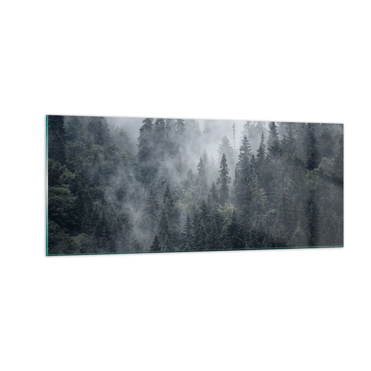 Quadro su vetro - Alba nel bosco - 100x40 cm