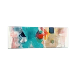 Quadro su vetro - Forme e colori astratti creano una composizione dinamica - 160x50cm - Il gioco dei colori - Decorazione murale moderna per soggiorno e camera da letto ARTTOR