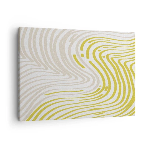 Quadro su tela - Stampe su Tela - Un motivo astratto con linee ondulate nelle tonalità del giallo e del beige. - 70x50cm - Composizione con lieve deflessione - Decorazione murale moderna per soggiorno e camera da letto ARTTOR