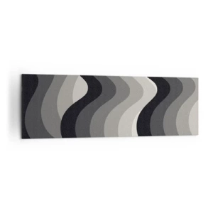Quadro su tela - Stampe su Tela - Motivi ondulati in bianco e nero in tonalità di grigio - 160x50cm - Un'onda dopo l'altra - Decorazione murale moderna per soggiorno e camera da letto ARTTOR